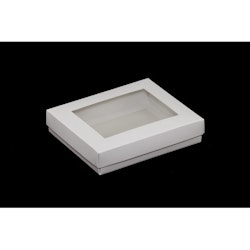 Vit pralin ask med fönster  13,5x11x3cm
