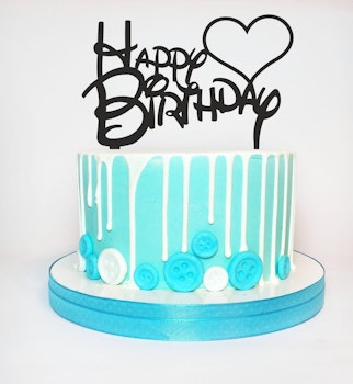 Cake topper Happy Birthday i svart akryl