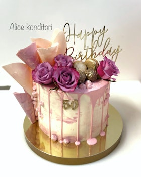 Cake topper Happy Birthday guld