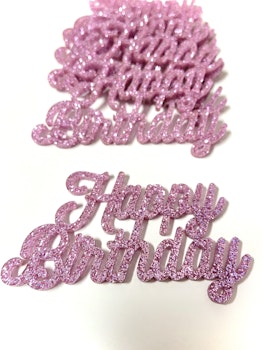 Akryl mini topper HAPPY BIRTHDAY rosa glitter