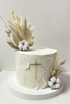 Dekor/ topper guld kors 8 cm