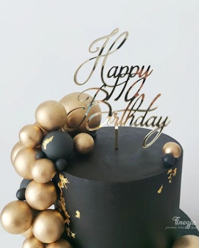 Cake topper Happy Birthday elegant stil guld