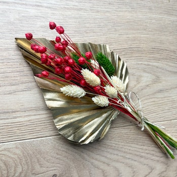 Topper: Palmblad och torkade blommor Guld och Röd