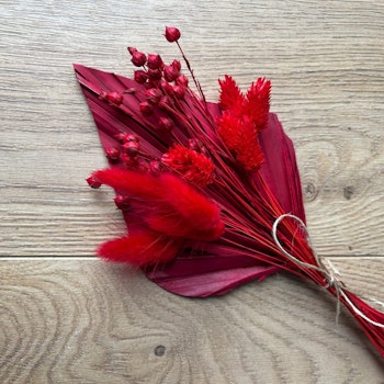 Topper: Palmblad och torkade blommor RÖD