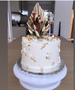 Topper: Palmblad och torkade blommor Guld och Röd