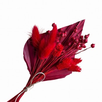 Topper: Palmblad och torkade blommor RÖD