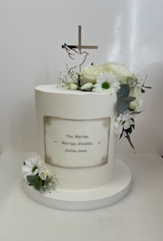 Cake topper/  ett kors med en duva