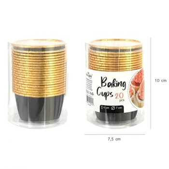 Muffinsform cupcakes Svart/ Guld Metallic- 20 st