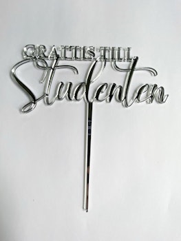 Cake topper GRATTIS TILL Studenten / 15 cm, silver