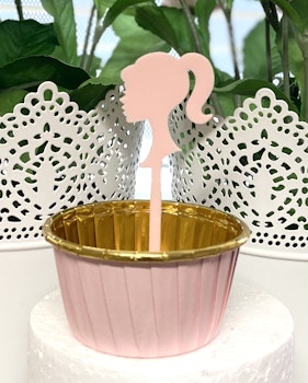 Cupcakes topper Barbie huvud, 5 pack