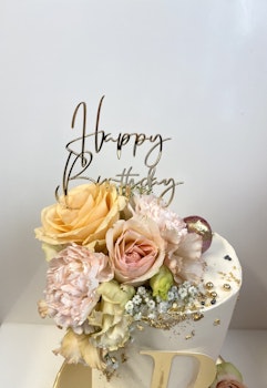 Cake topper Happy Birthday guld