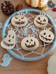 Halloween pumpor- tags , akryl  set 5 st