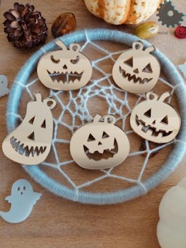 Halloween pumpor- tags , akryl  set 5 st