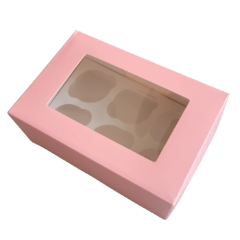 Cupcake box för 6 st cupcakes rosa