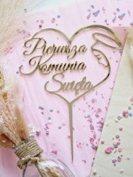 Topper -PIERWSZA KOMUNIA ŚWIĘTA akryl, guld