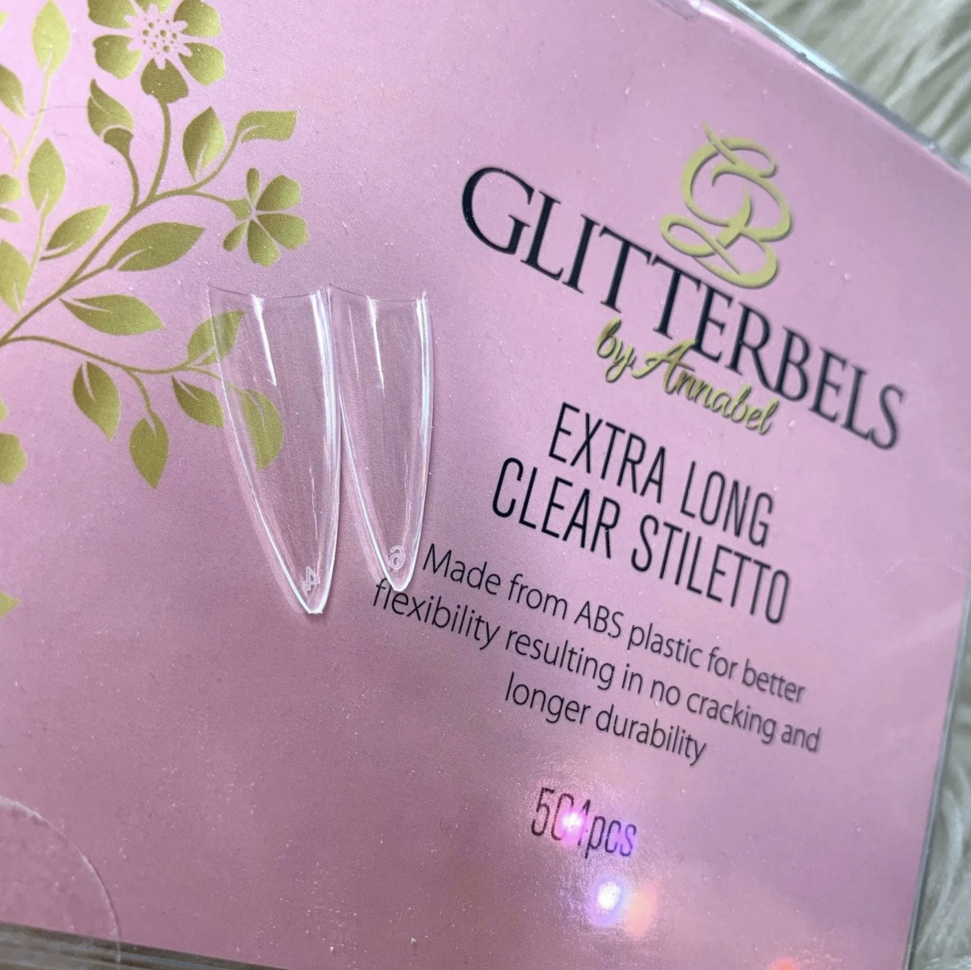 Glitterbels Extra Long Clear Stiletto Tipper - REFILL