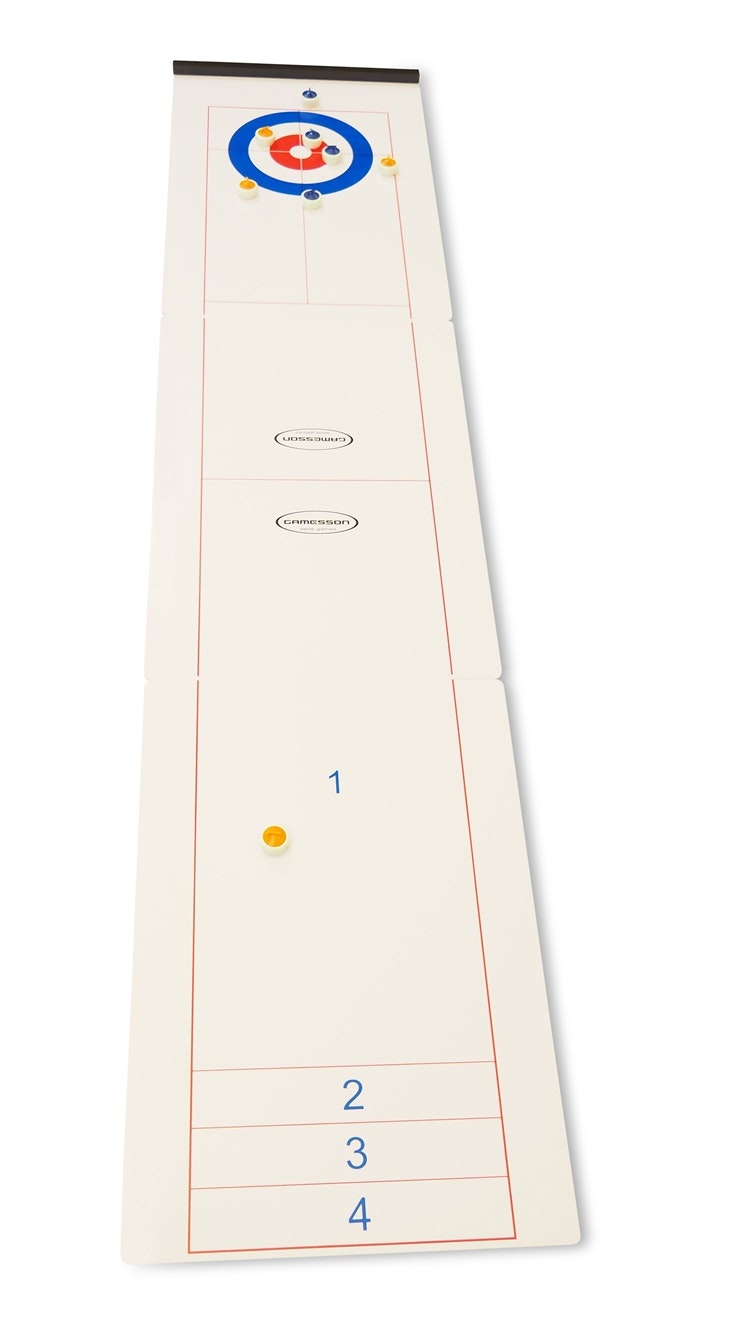 Spel med två funktioner, bordscurling eller shuffleboard