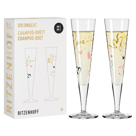 Goldnacht Champagneglas 2-p KAMPANJ23