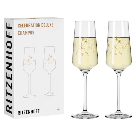 Celebration Deluxe Champagneglas Stars 2-p