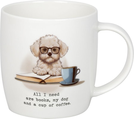 Mugg All I need is Books, Dog, Coffee
