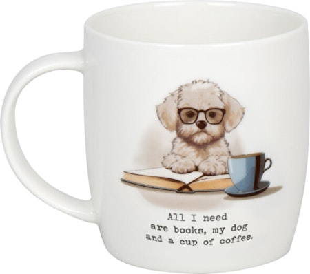 Mugg All I need is Books, Dog, Coffee