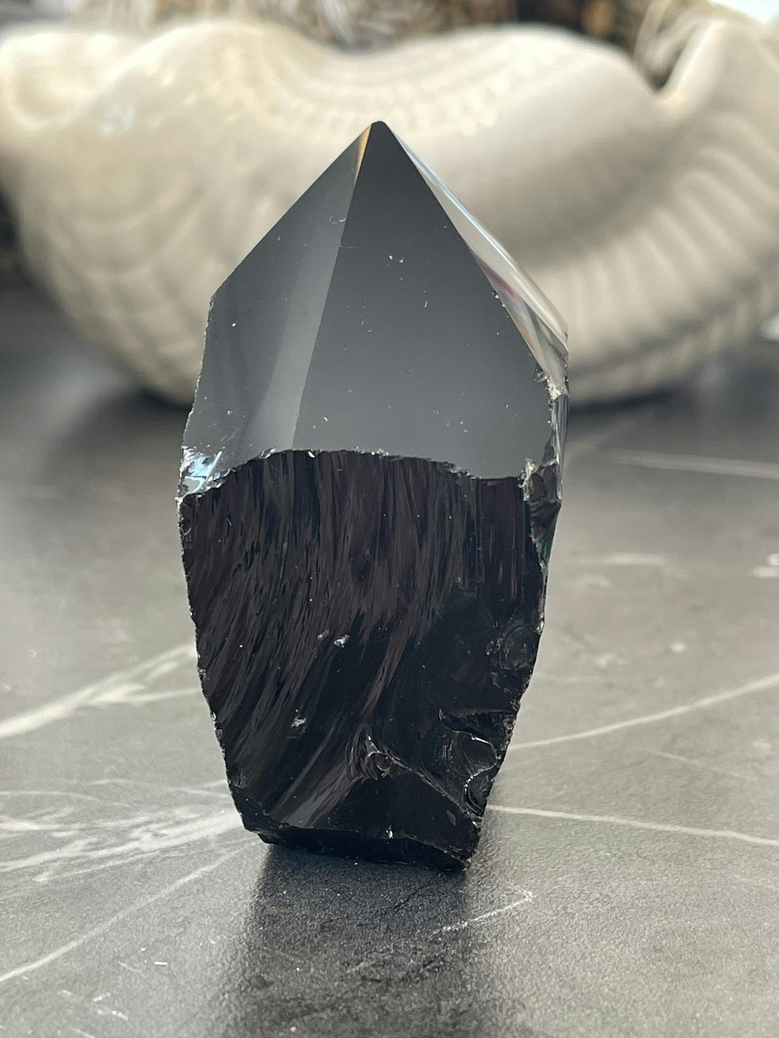Svart Obsidian Top Polerad