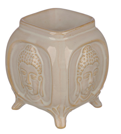 Buddha Relief keramik Vit, Aromalampa