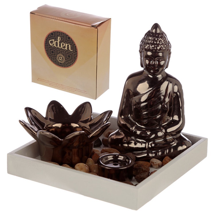 Buddha och Lotus rökelse- och ljushållare