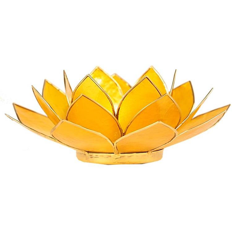 Lotusblomma Gul, Chakra 3 med guldkant, Ljushållare