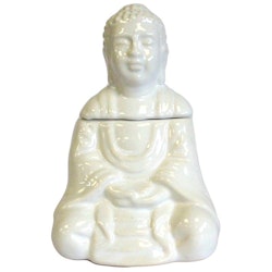 Sittande Buddha vit keramik, Aromalampa