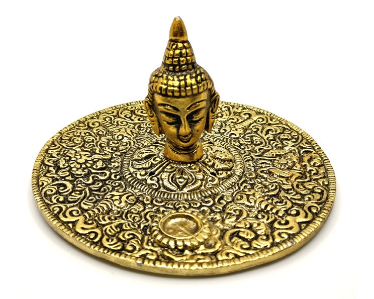 Buddhahuvud guldmetall Rökelsehållare
