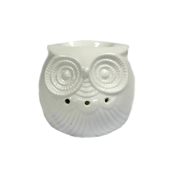 Uggla vit liten, keramik, Aromalampa
