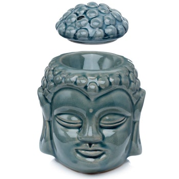 Thai buddha huvud blåkeramik, Aromalampa