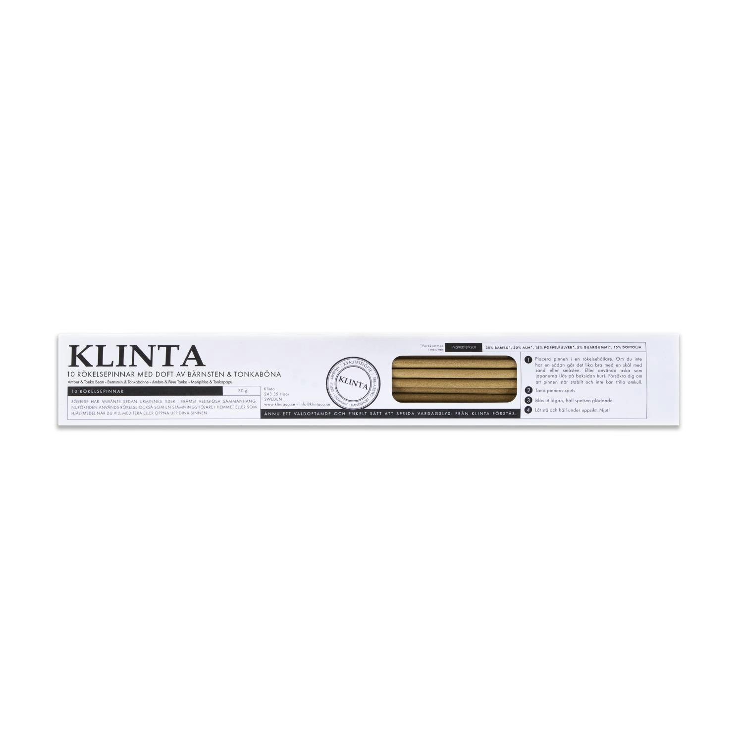 Bärnsten & Tonkaböna, Rökelsepinnar, Klinta