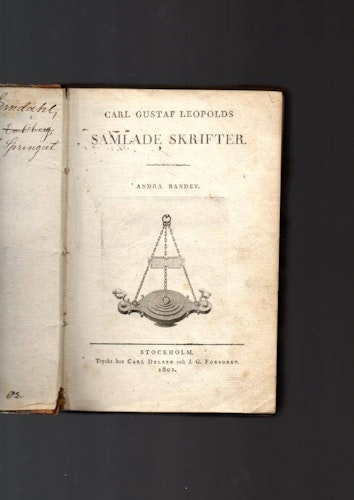 Samlade skrifter andra bandet av Leopold carl Gustaf