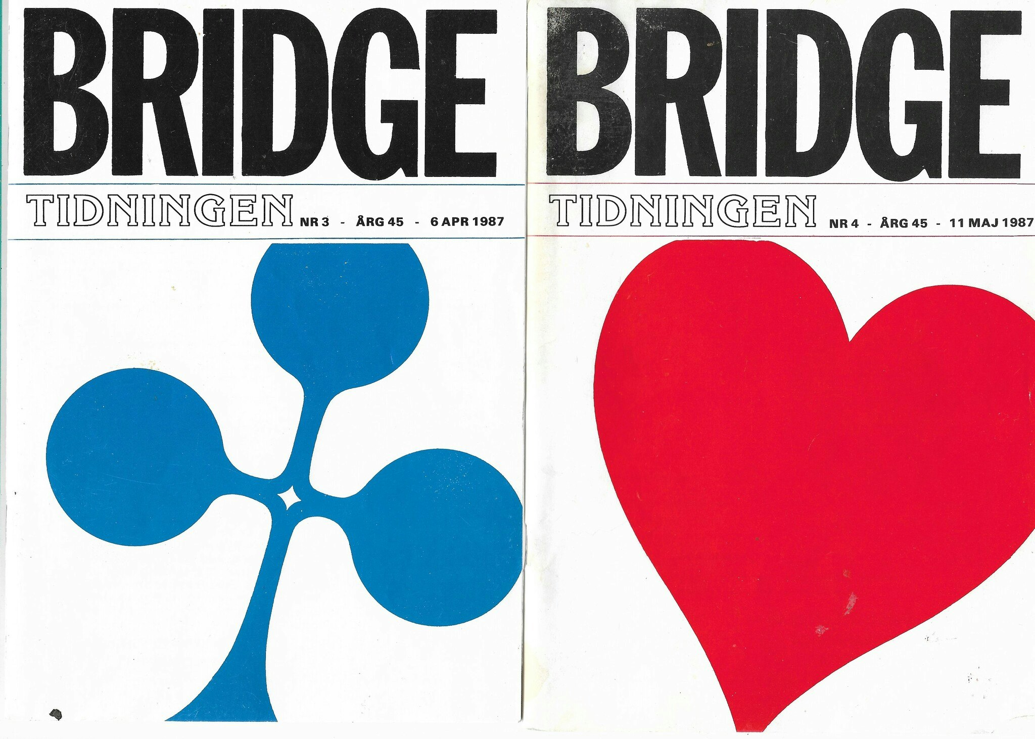 Bridgetidningen nr 3 & 4 1987 av Flodqvist Sven-Olof (red)