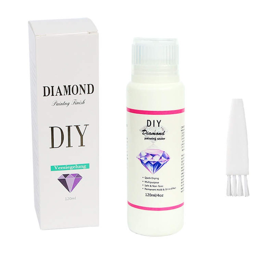 diamond painting, lim, förseglar pärlorna