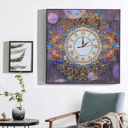 Klocka - Mandala blommor 35x35cm