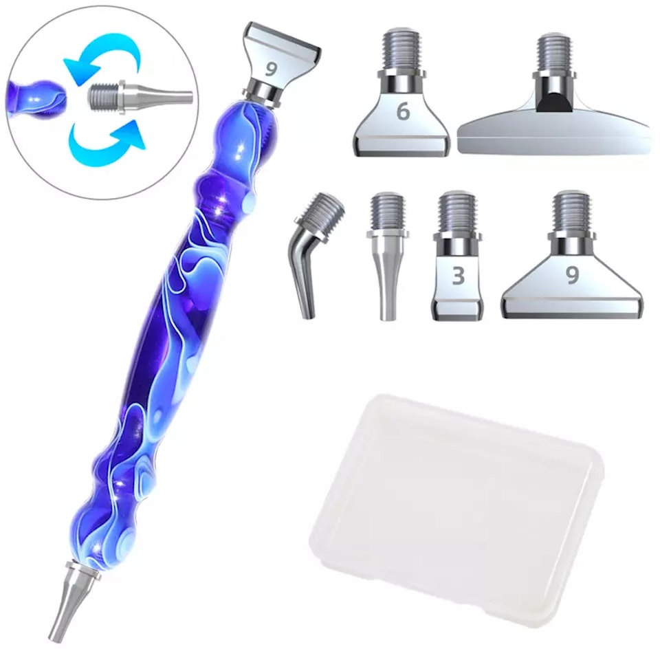 diamond painting, duttpenna, ergonomisk med metalltippar mörkblå
