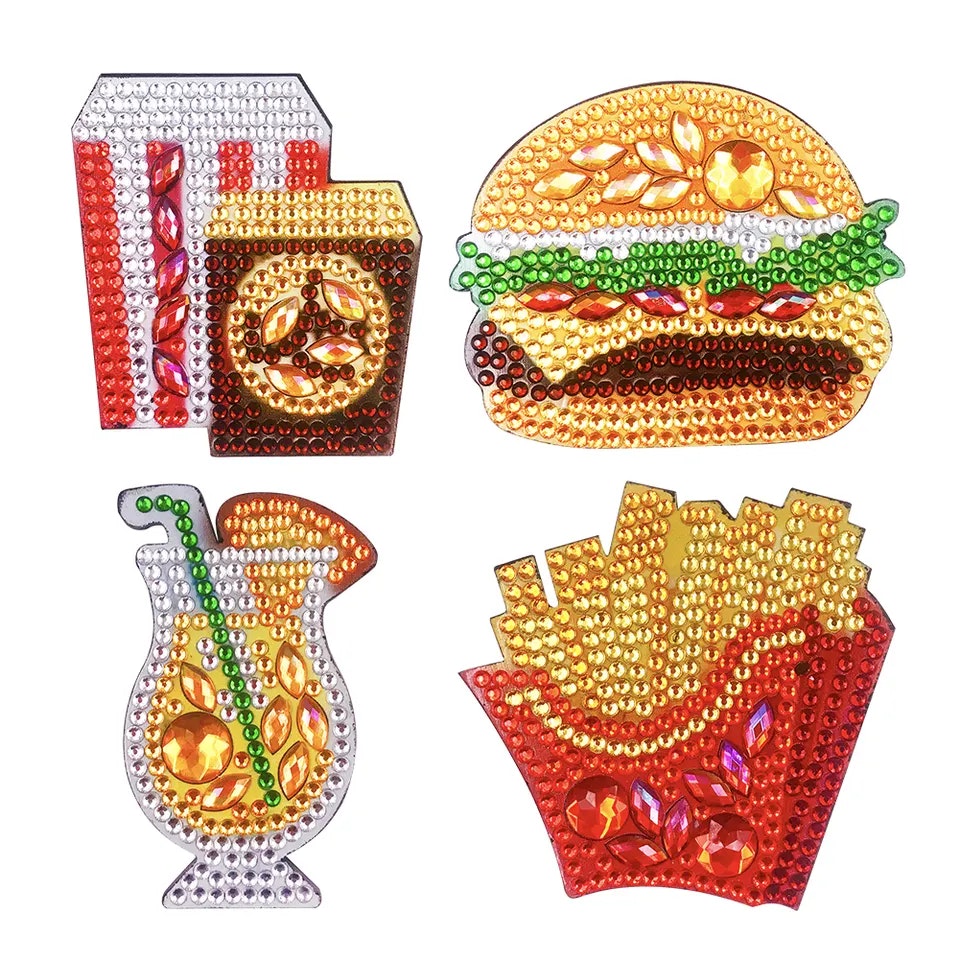 Kylskåpsmagneter, diy, diamond painting, snabbmat