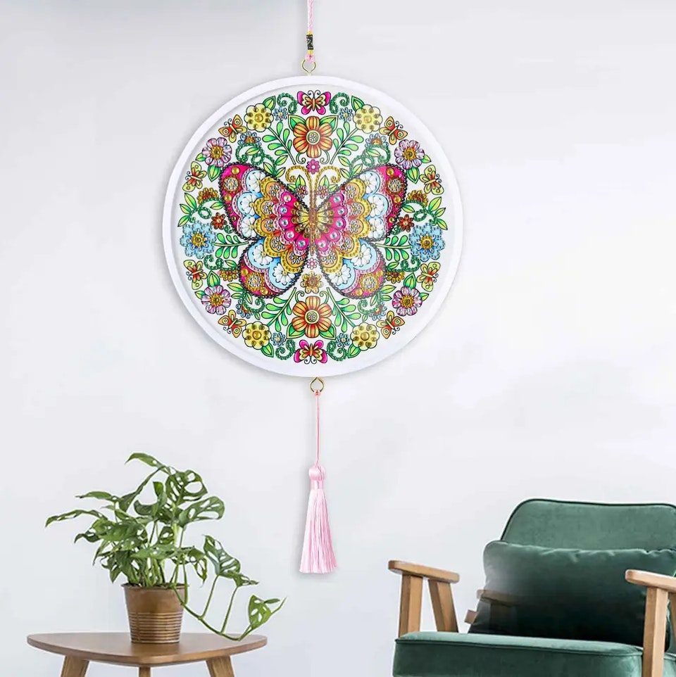 Väggdekoration med glas - Fjäril