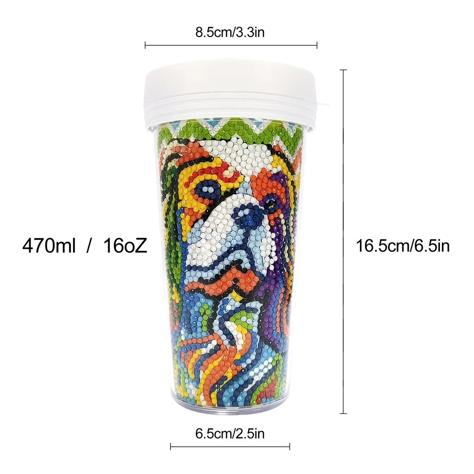 diamond painting, to go-mugg, med motiv