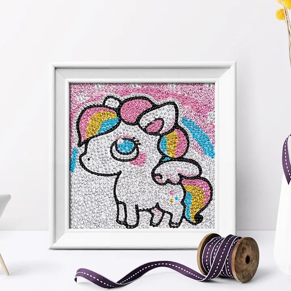 Barntavla, diamond painting, ponny, medföljande träram