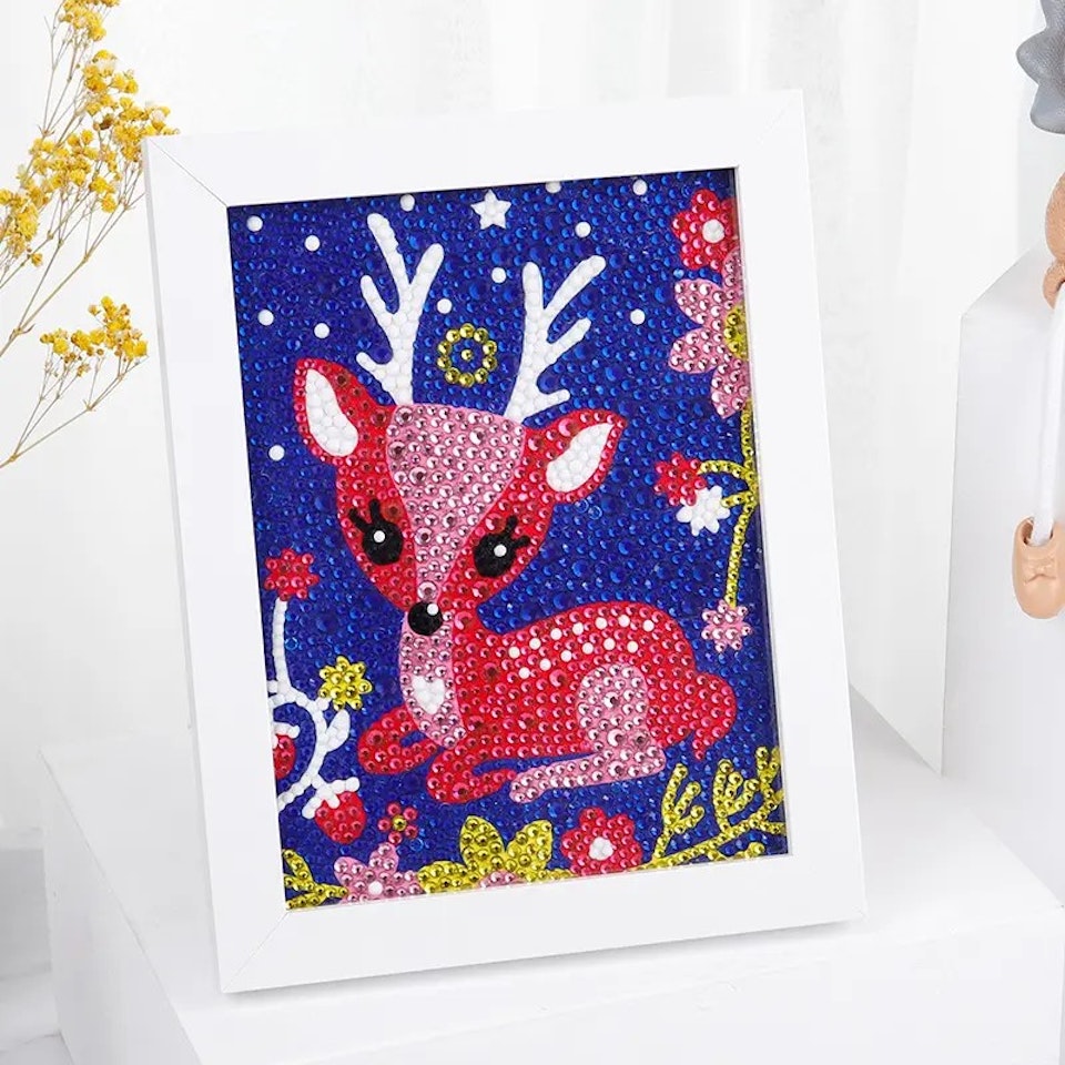 Barntavla, diamond painting, ren, medföljande träram
