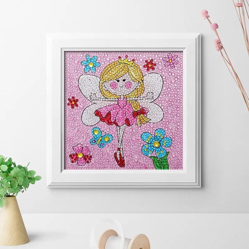 Barntavla, diamond painting, ballerina, medföljande träram