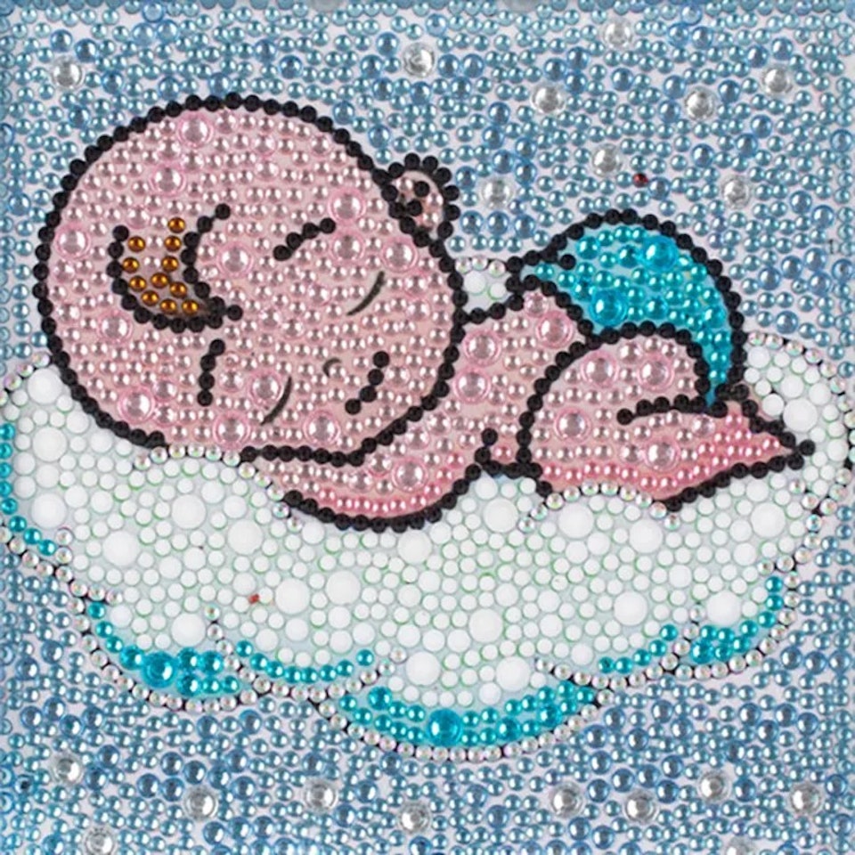 Barntavla, diamond painting, bebis, medföljande träram