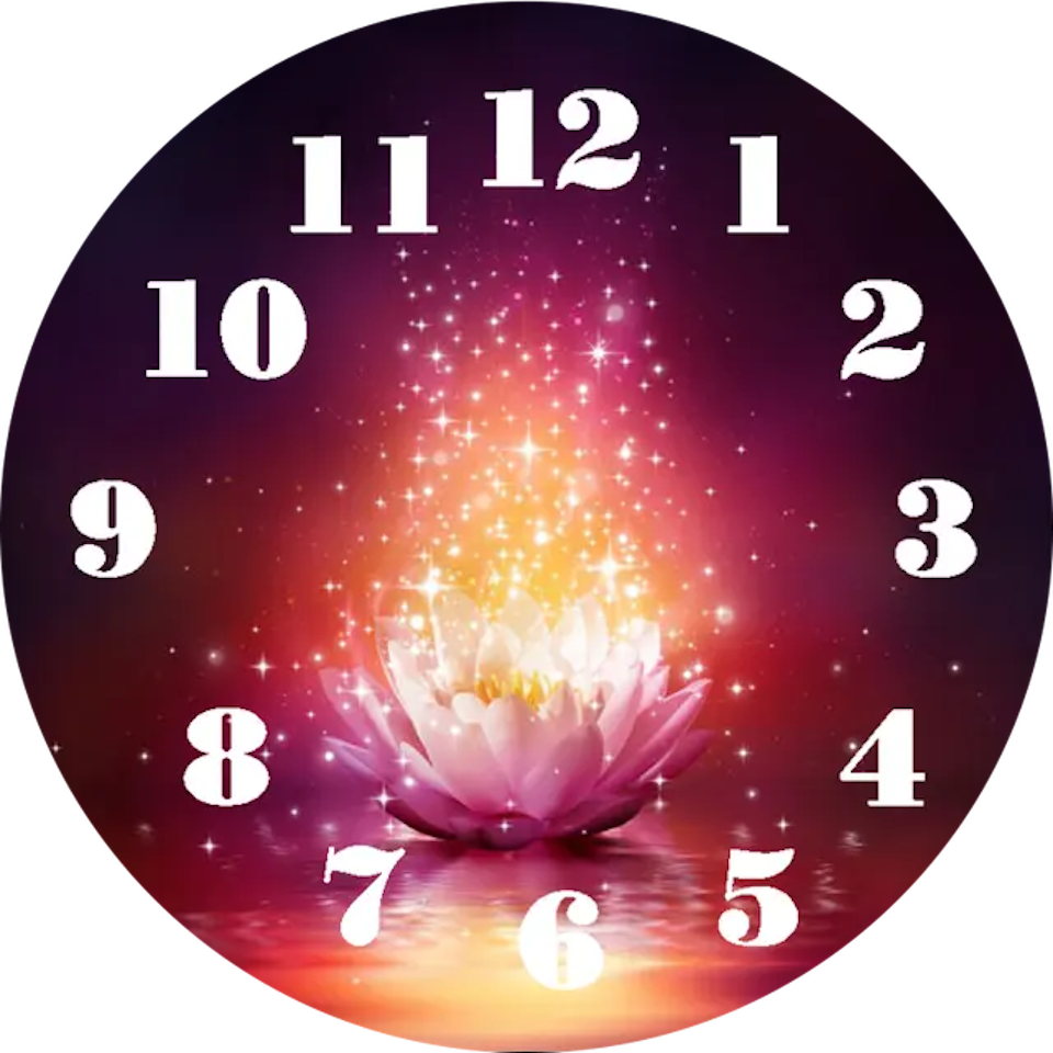 Canvasduk, klocka, diamond painting, lotusblomma