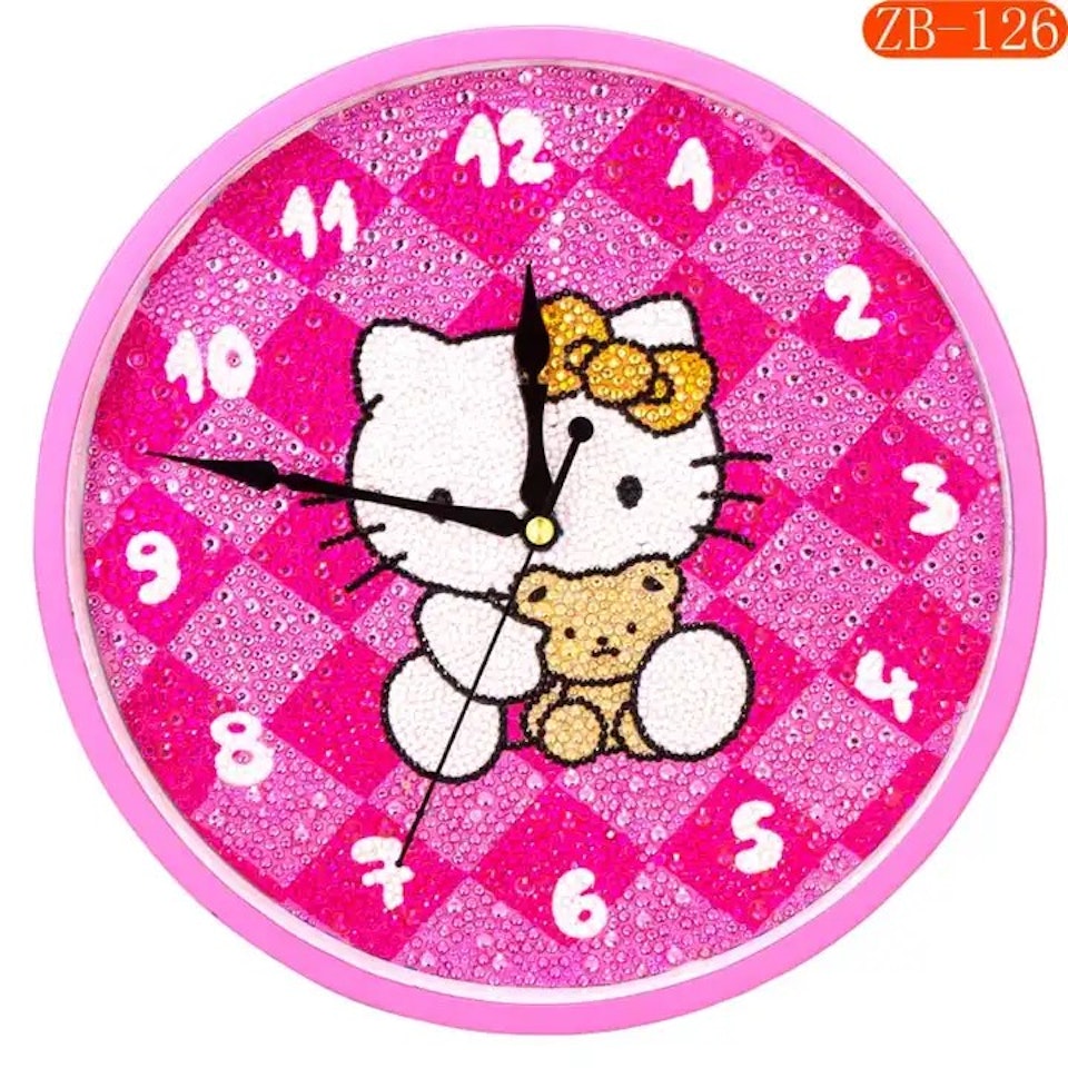 diamond painting, klocka, hello kitty