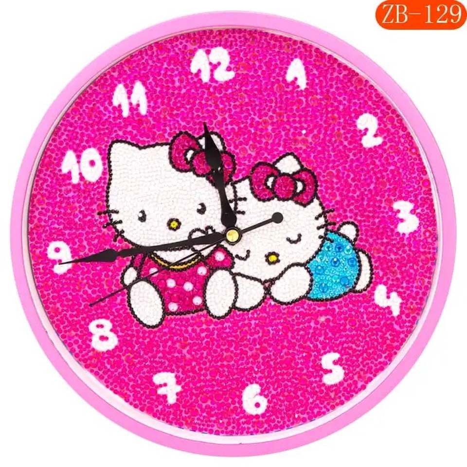 diamond painting, klocka, hello kitty