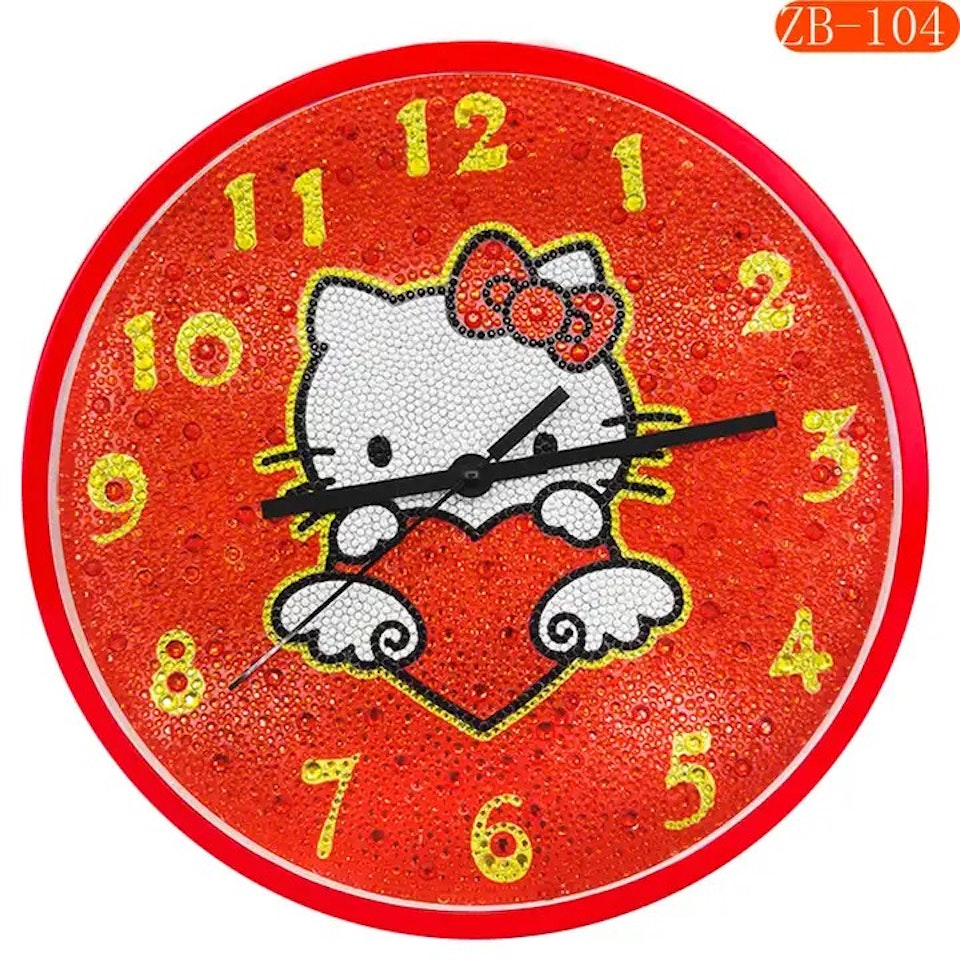 diamond painting, klocka, hello kitty